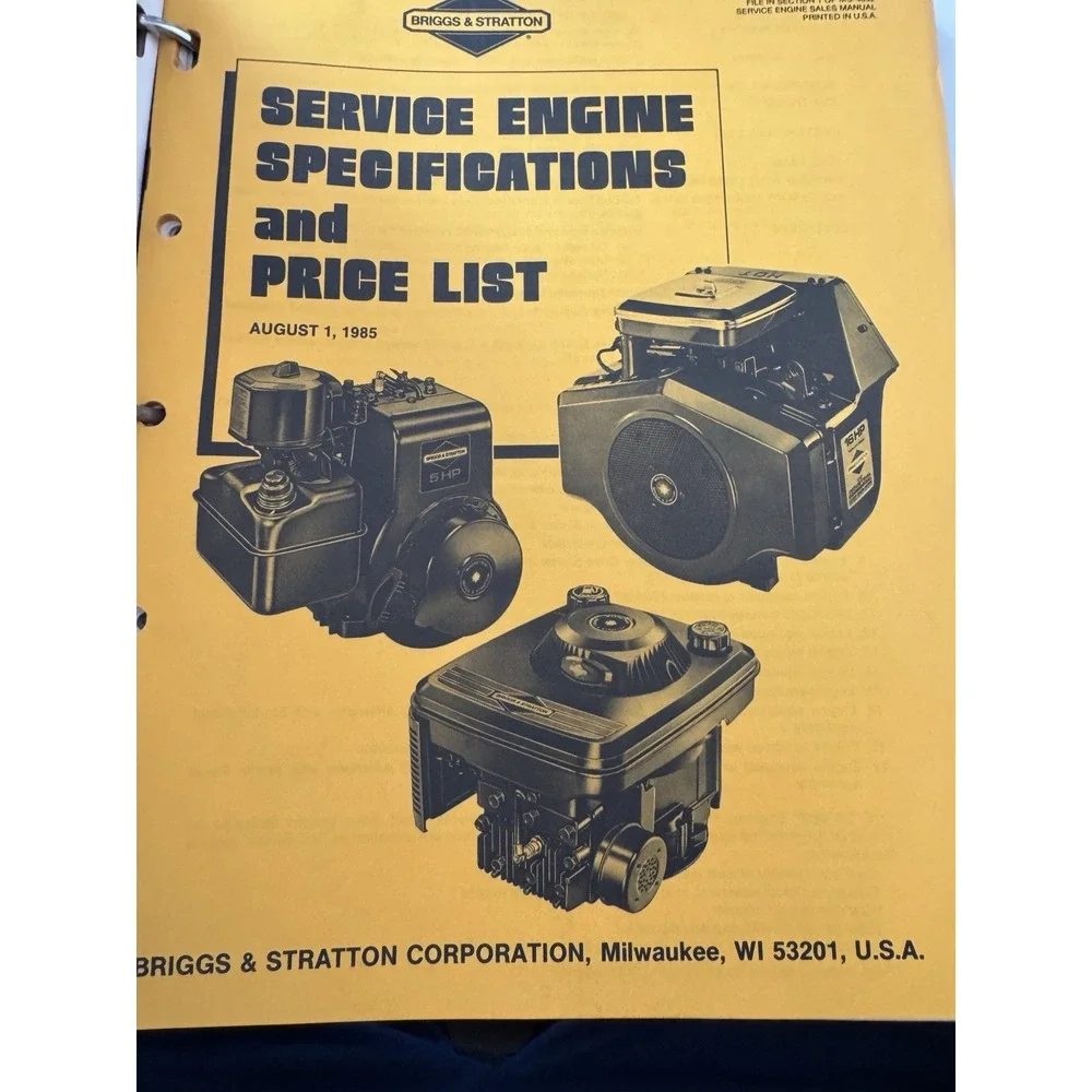 1986 Briggs And Stratton Engine Parts Price List And‎ 1985 Updates